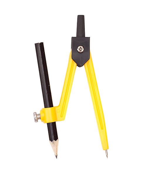 istock Yellow compass with pencil isolated on white background 464802752