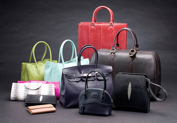 istock Set of beautiful leather handbags 464802848