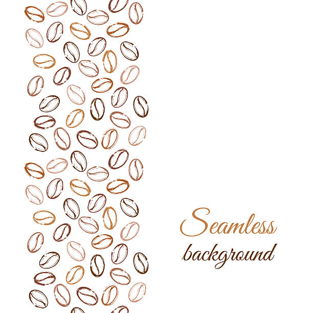Coffee beans grunge background. Coffee beans grunge background. Seamless border pattern texture cafe stock illustrations