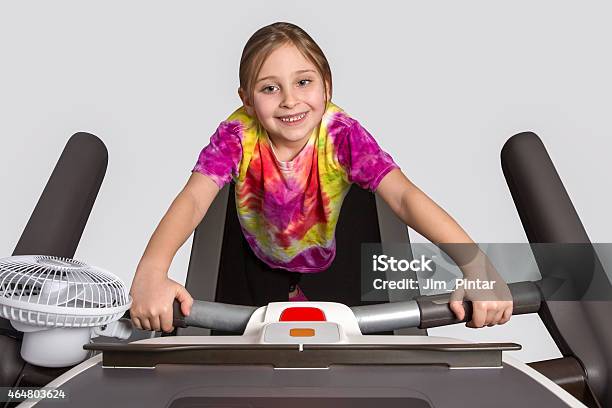 Young Girl Exercising On Treadmill Stock Photo - Download Image Now - 2015, Activity, Aerobics