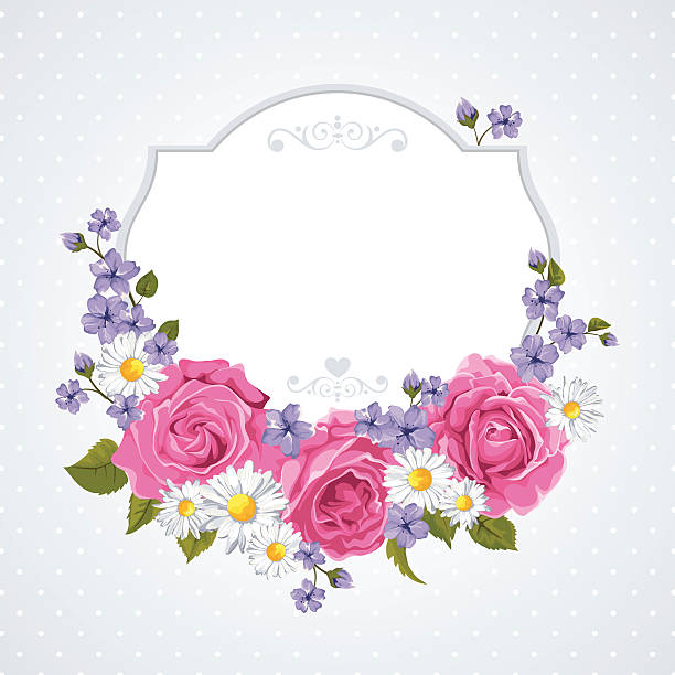 цветочный весенний векторные цветы карты с розовым - plan flower arrangement single flower blue stock illustrations