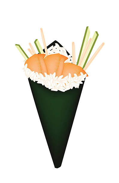 ilustrações de stock, clip art, desenhos animados e ícones de ouriço-do-mar rolo de mão ou mão rolo de sushi ouriço-do-mar - handroll