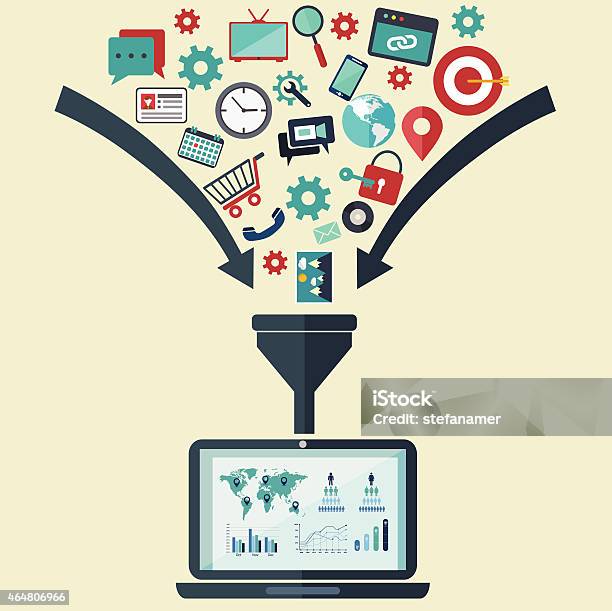 Concepts For Creative Process Big Data Filter Data Tunnel Analysis Stock Illustration - Download Image Now