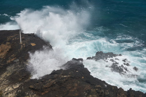 Halona Blow Hole on a clear, sunny day at Oahu, Hawaii.