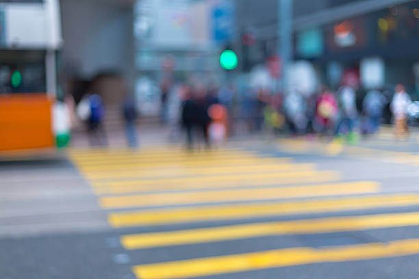 Blurred city background - people in Hong Kong central district