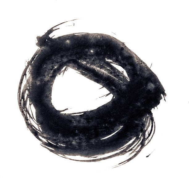 istock Handmade circle drawing ink black brush sketch on isolated 464813494