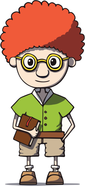 Funny Cartoon Redhead Nerd Genius In Glasses With Book Stock Illustration -  Download Image Now - iStock