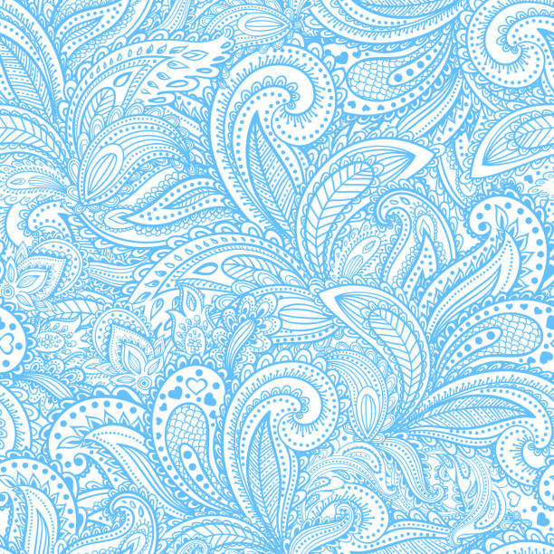 piękny kwiatowy paisley seamless - paisley textile floral pattern pattern stock illustrations
