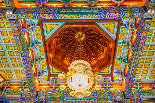 Lamp in Chinese temple at Wat Leng -Noei-yi 2  Bangkok, Thailand.