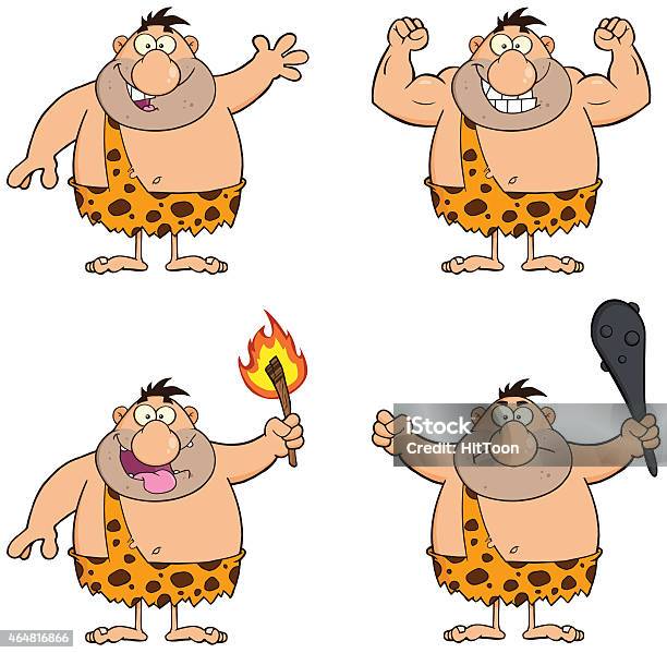 Collection Of Fat Caveman 1 Stock Illustration - Download Image Now - 2015, Adult, Adults Only