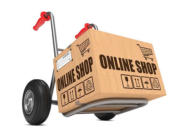 istock Online Shop - Cardboard Box on Hand Truck. 464817567