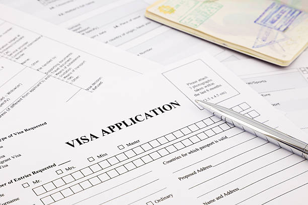 Visa application visa application form and passport, apply and permission for foreigner country passport stamp stock pictures, royalty-free photos & images