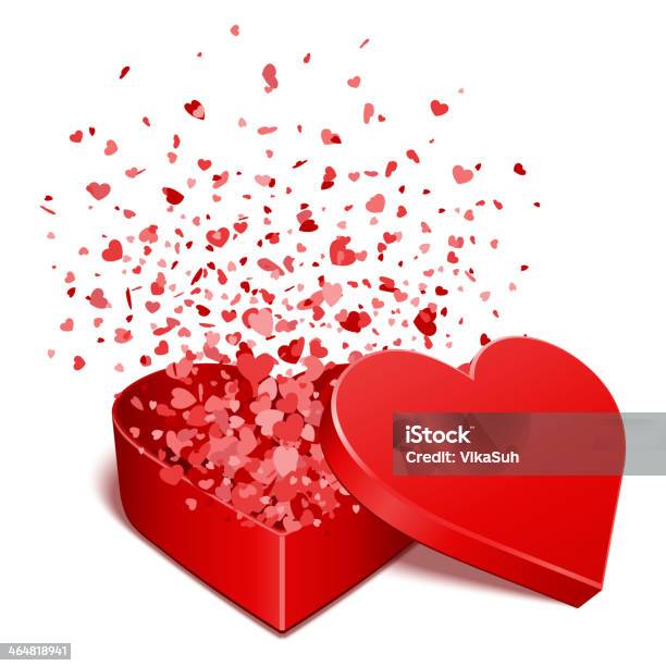 Heart Gift Present With Fly Hearts Valentines Day Stock Illustration - Download Image Now - Abstract, Box - Container, Celebration