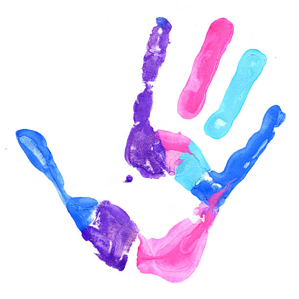 istock Close up of colored hand print on white 464818963