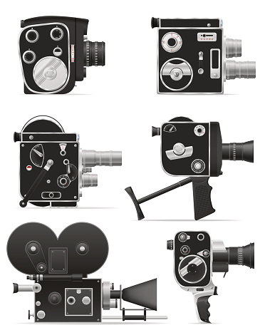 old retro vintage movie video camera vector illustration isolated on white background