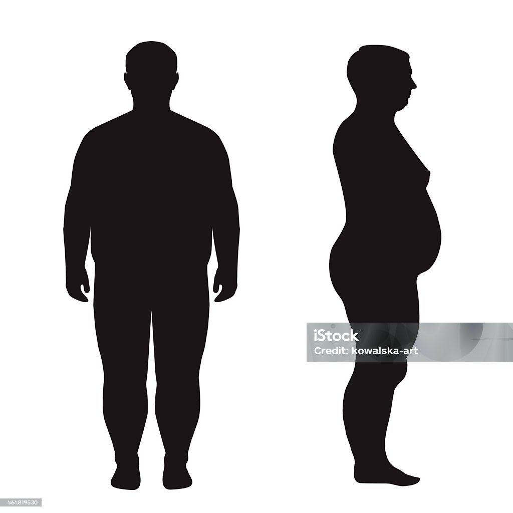 vector fat body, vector fat body, weight loss, overweight silhouette illustration Men stock vector