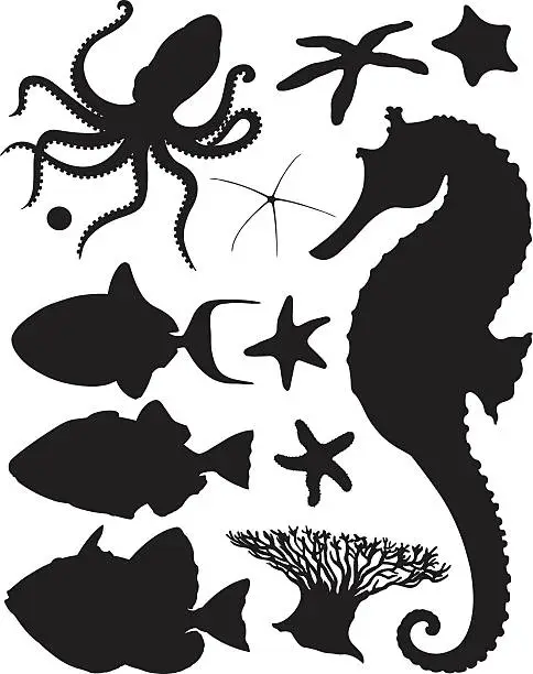 Vector illustration of Shadows of the sea / Silhouettes de la mer