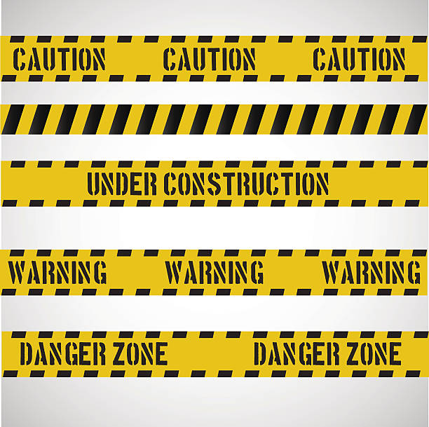 Caution stripes collection. Vector illustration. yellow tape audio stock illustrations