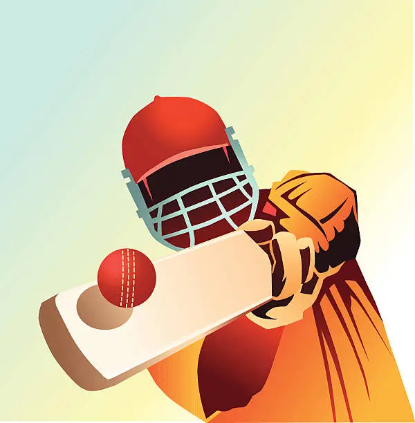 Vector illustration of Cricket - Close up of Batsman Striking Ball