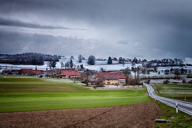 istock Farmsteads in Switzerland, spring snow, Afternoon Light 464823244