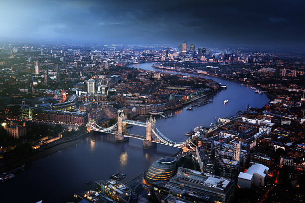 istock London aerial view with Tower Bridge, UK 464823320