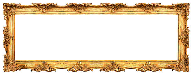 istock long old golden frame isolated on white 464825479