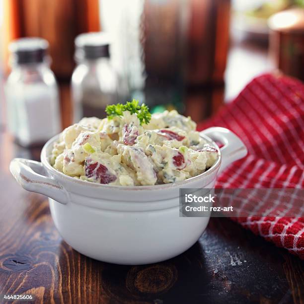 Potato Salad With Parsley Garnish Stock Photo - Download Image Now - Potato Salad, Bowl, Mayonnaise