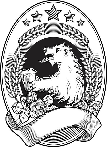 illustrazioni stock, clip art, cartoni animati e icone di tendenza di decorativo emblema di birra - swirl beer