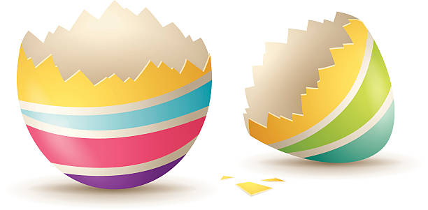 cracked eggshell - easter egg stock illustrations