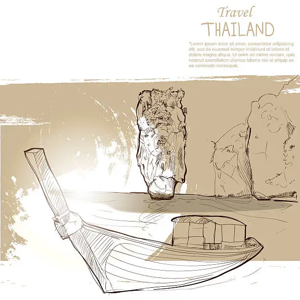 Vector illustration of Thailand Beach. Thailand Travel concept.