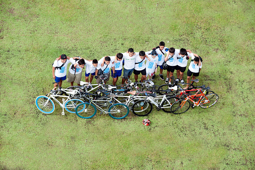 Bangkok, Thailand- September 22,2013 : Unidentified group participated to cyclist took part in the activity Car Free Day campaign at Sanamluang near Grand Palace on September 21, 2013 in Bangkok capital city of Thailand.