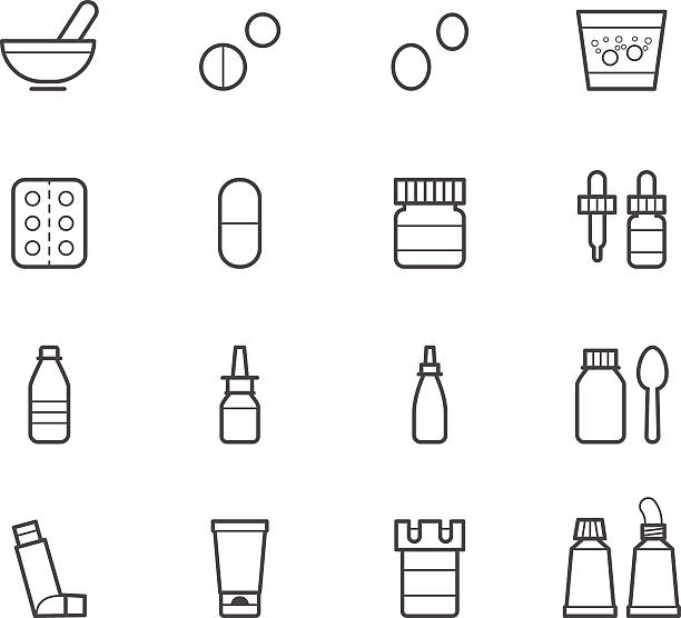 Pharmacy and Medical Icons Pharmacy and Medical Icons with White Background nasal spray stock illustrations