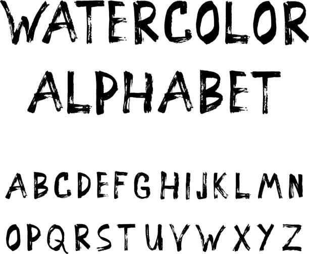 istock Grunge Handmade Calligraphy Watercolor Font Texture Ink Alphabet 464831808