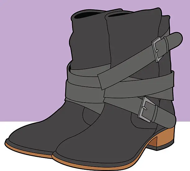 Vector illustration of Women's Southwestern Boots Line Art