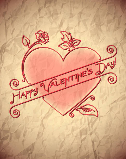 illustrations, cliparts, dessins animés et icônes de froissé carte de la saint-valentin - valentines day love single flower flower