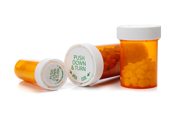 Medicine bottles on a white background