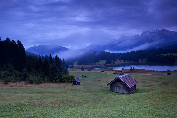 istock hut on meadows by Geroldsee lake 464836553