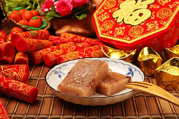 China's traditional New Year's dishes, red bean rice cake