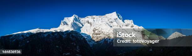 Himalaya Mountains Snowy Peaks Panorama High Above Namche Bazaar Nepal Stock Photo - Download Image Now