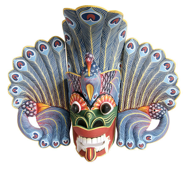 indonésia (balinesa tradicional) máscara lembrança - bali sculpture balinese culture human face imagens e fotografias de stock