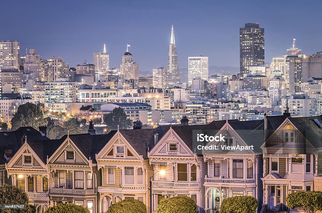 The Painted Ladies - San Francisco Skyline Architecture Stock Photo