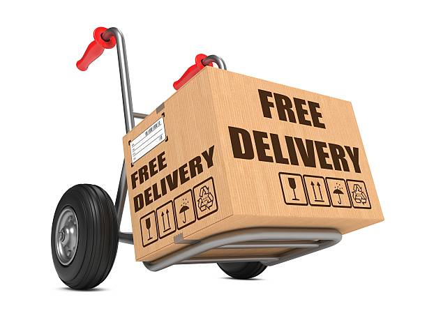 istock Free Delivery - Cardboard Box on Hand Truck. 464837531