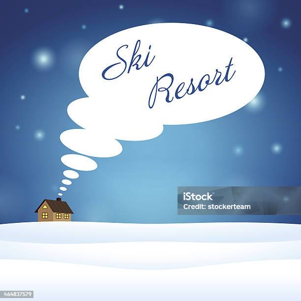 Sam Dom Na Śniegu Pomyśl O Ski Resort - Stockowe grafiki wektorowe i więcej obrazów Bez ludzi - Bez ludzi, Chata, Chłodny