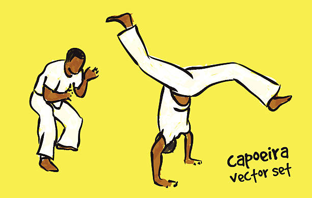 ilustrações de stock, clip art, desenhos animados e ícones de conjunto de capoeira - capoeira brazilian culture dancing vector