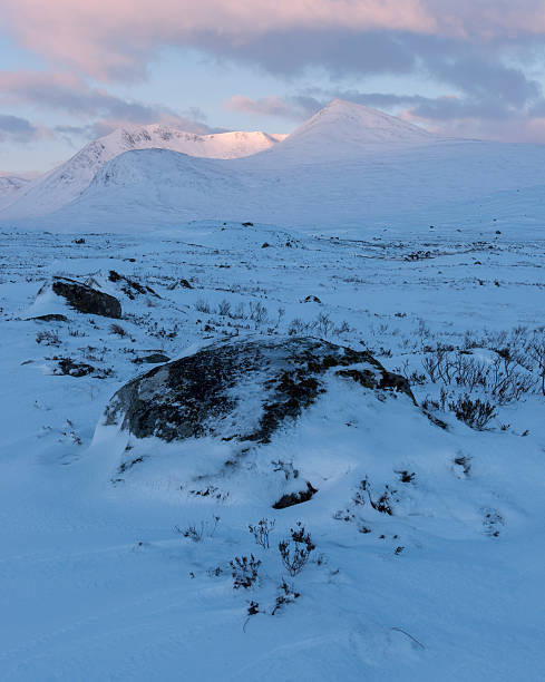 Winter Sunrise at Loch n'Achlaise, Scotland stock photo