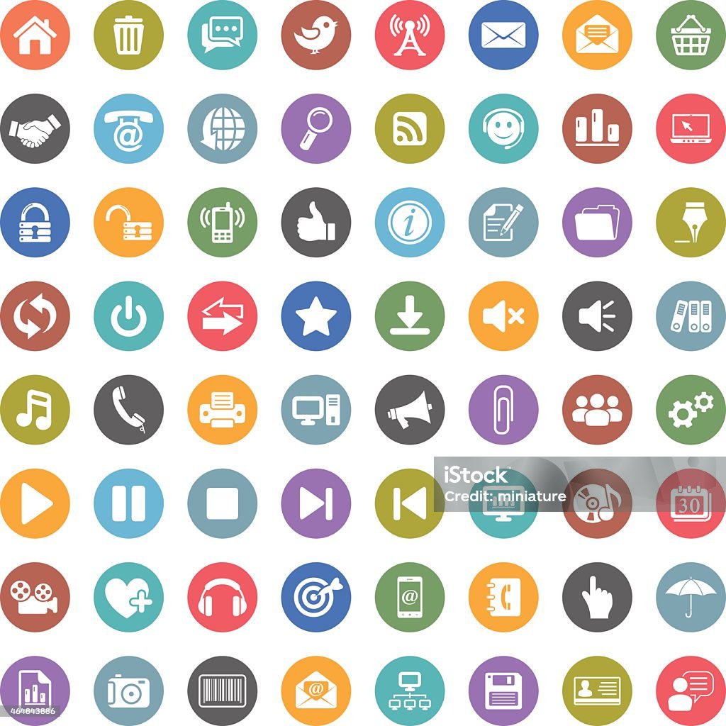 Internet and Web icons Colorful vector illustrations of Internet and Web icons with 12 different colors. Icon Symbol stock vector