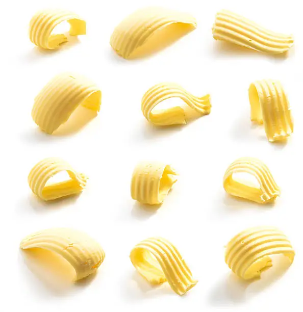 Butter curl isolated on white background. Clipping path included.