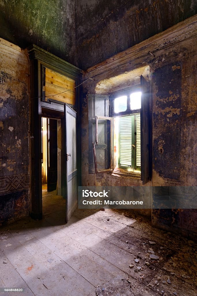 Old abandoned room View of an old abandoned room. 2015 Stock Photo