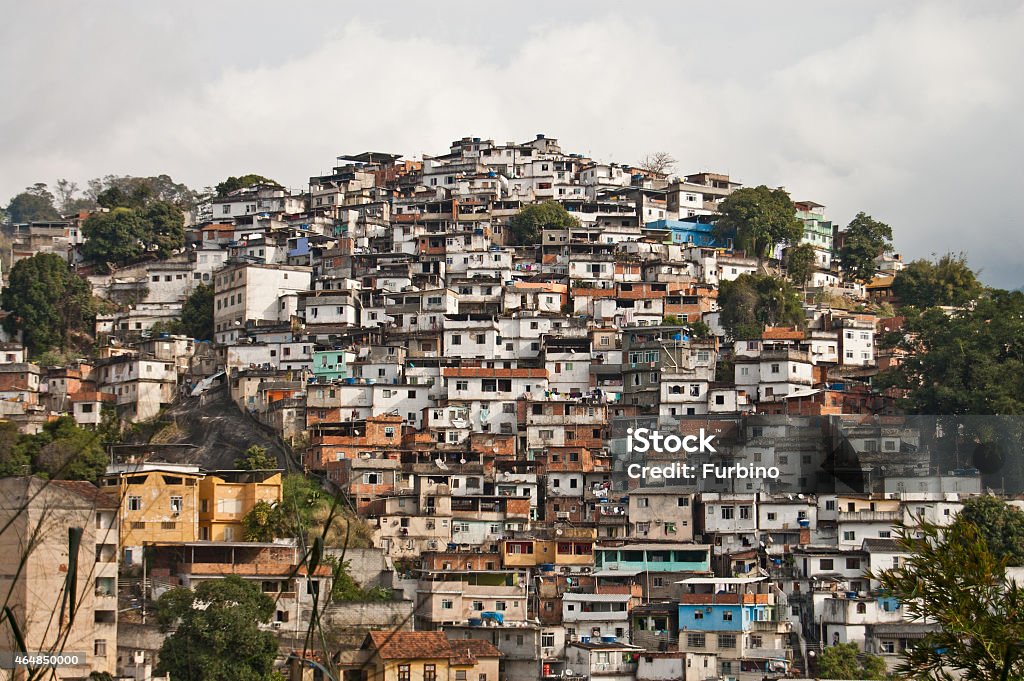 Slum in Rio de Janeiro, Brazil A slum located on a hill in Rio de Janeiro, Brazil 2015 Stock Photo