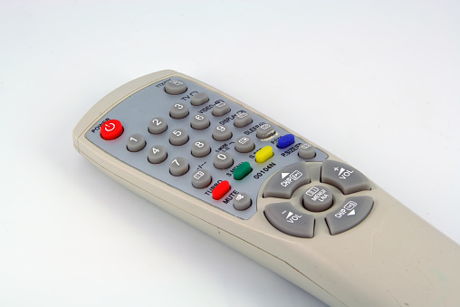 Obsolete Remote Control. Gray plastic television remote control.
